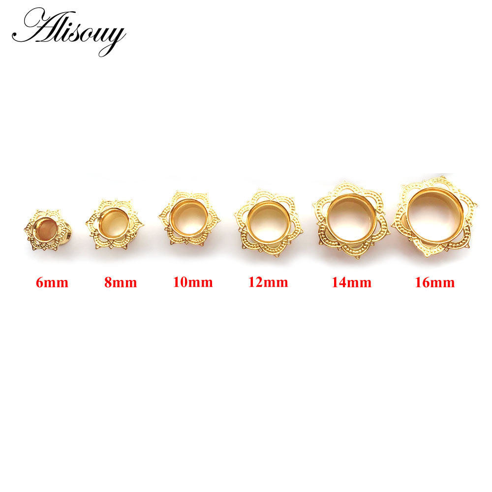 Body Jewelry Gauge To Mm - Alisouy 2 PCS Gold Color Plug
