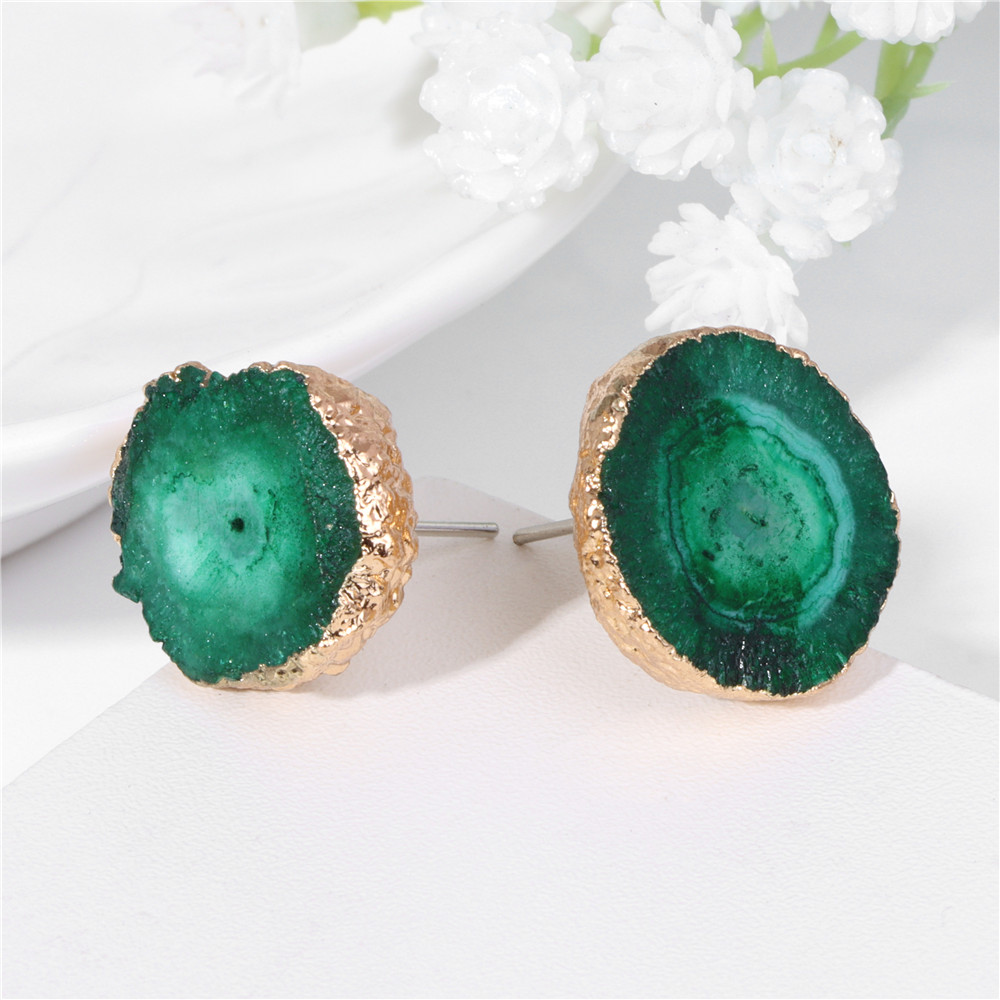 Irregular Druzy Geode Agates E - Cluster Stud Ear 评论和价格