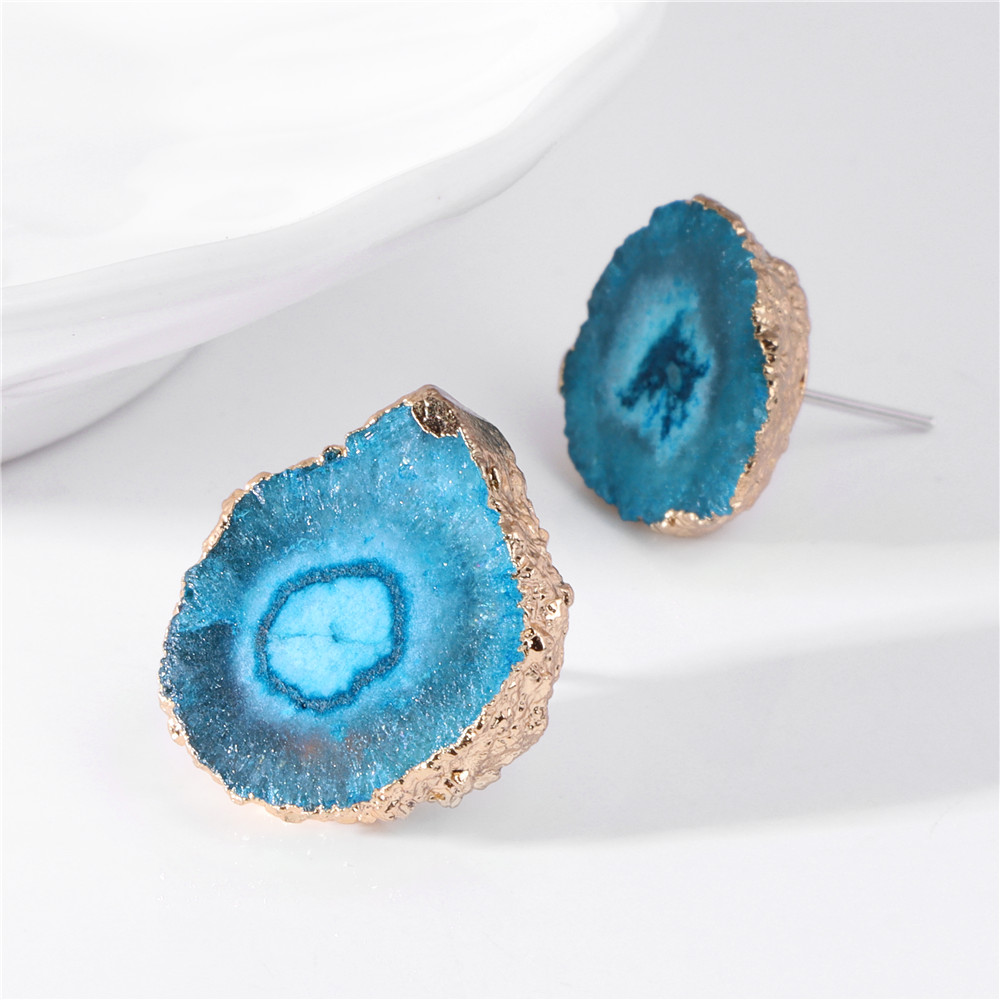 Irregular Druzy Geode Agates E - Cluster Stud Ear 评论和价格