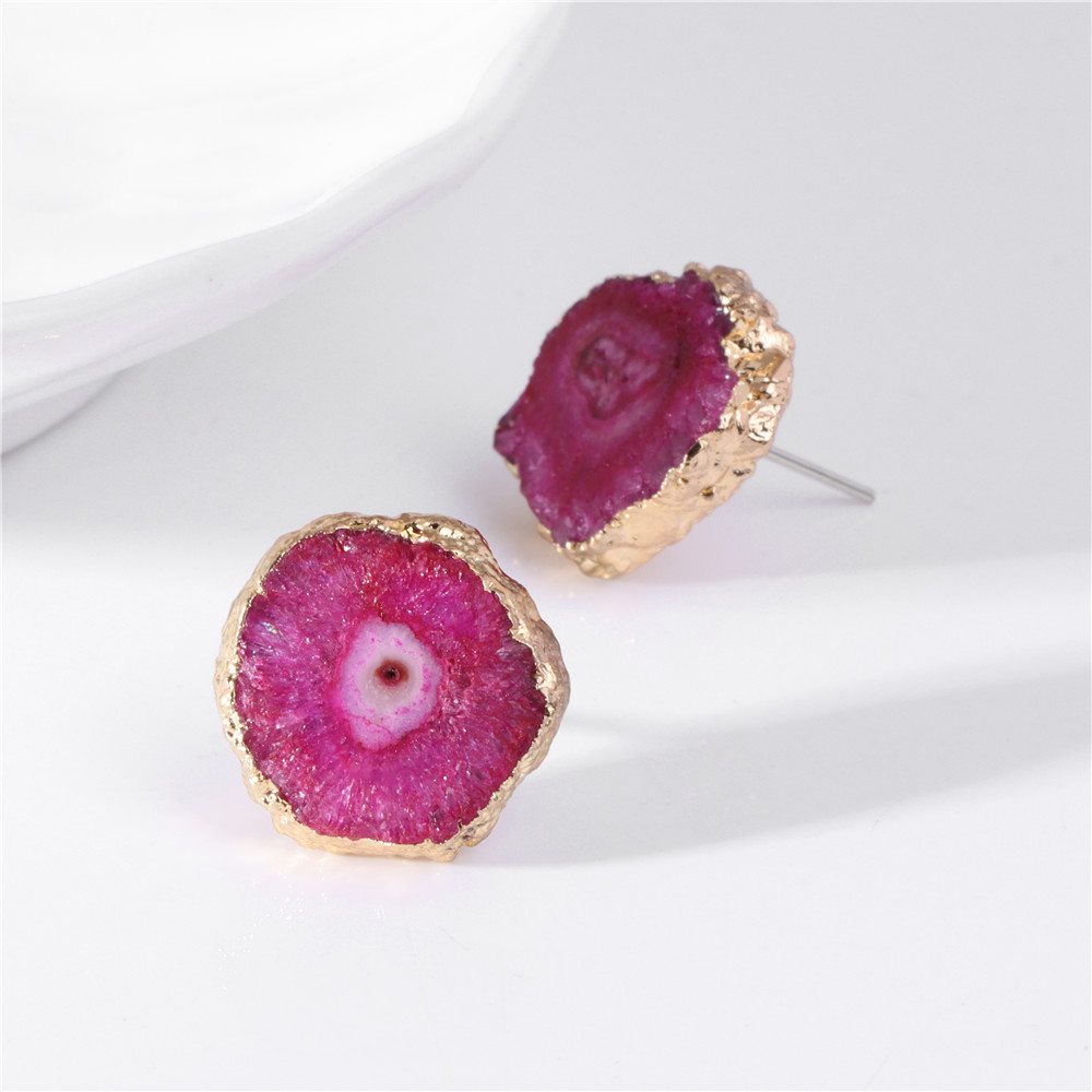 Irregular Druzy Geode Agates E - Cluster Stud Ear 评论和价格