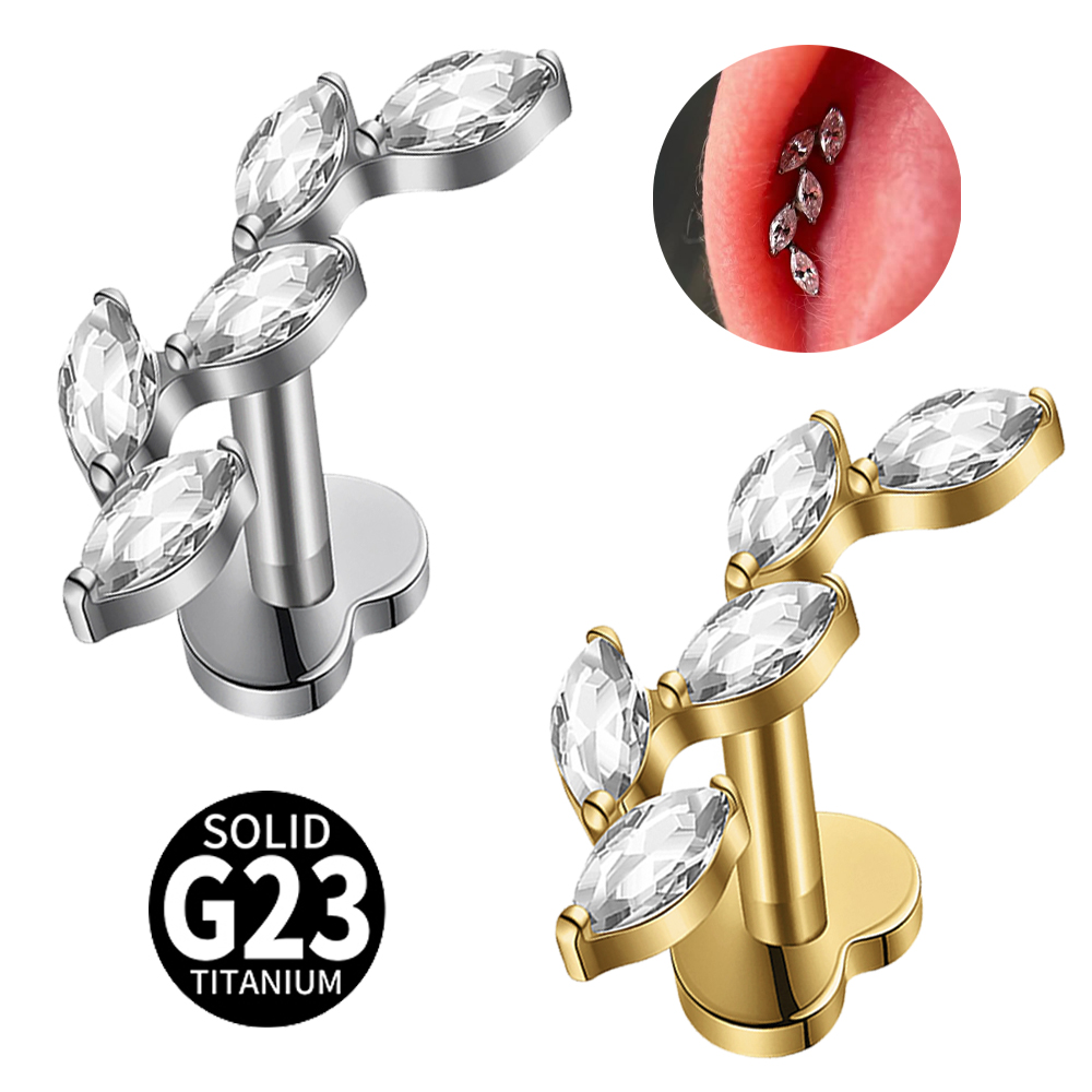 16G G23 Titanium Five Marquise - Cluster Stud Ear 评论和价格