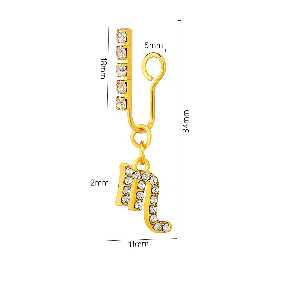 2 Pack Ear Clips Metal Zircon  - Body Jewelry Ear Piercing 评论和价格