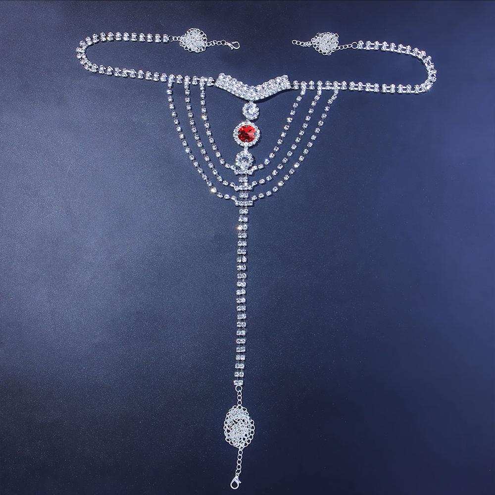 Sexy Body Chain Lingerie Red C - Body Jewelry Rhinestone 评论和价格