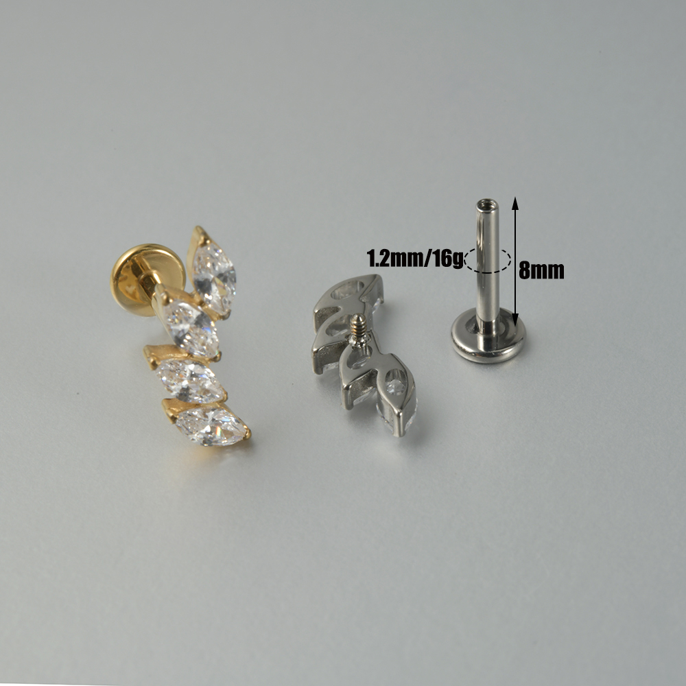 1PC Zircon G23 Solid Titanium  - Cluster Stud Ear 评论和价格