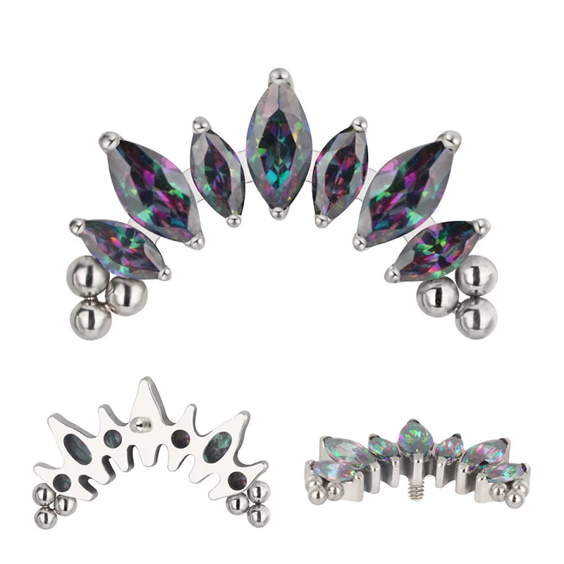 ASTM F136 Titanium PIERC 7 CZ  - Cluster Stud Ear 评论和价格