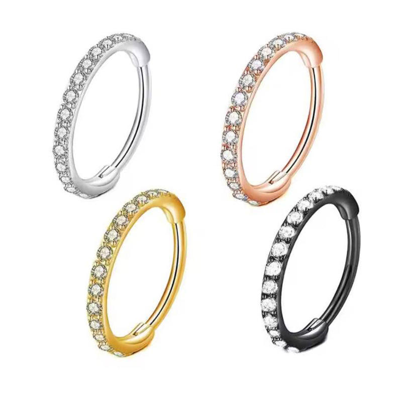 16G Clear CZ Nose Ring Hoop 31 - Body Jewelry Ear Piercing 评论和价格
