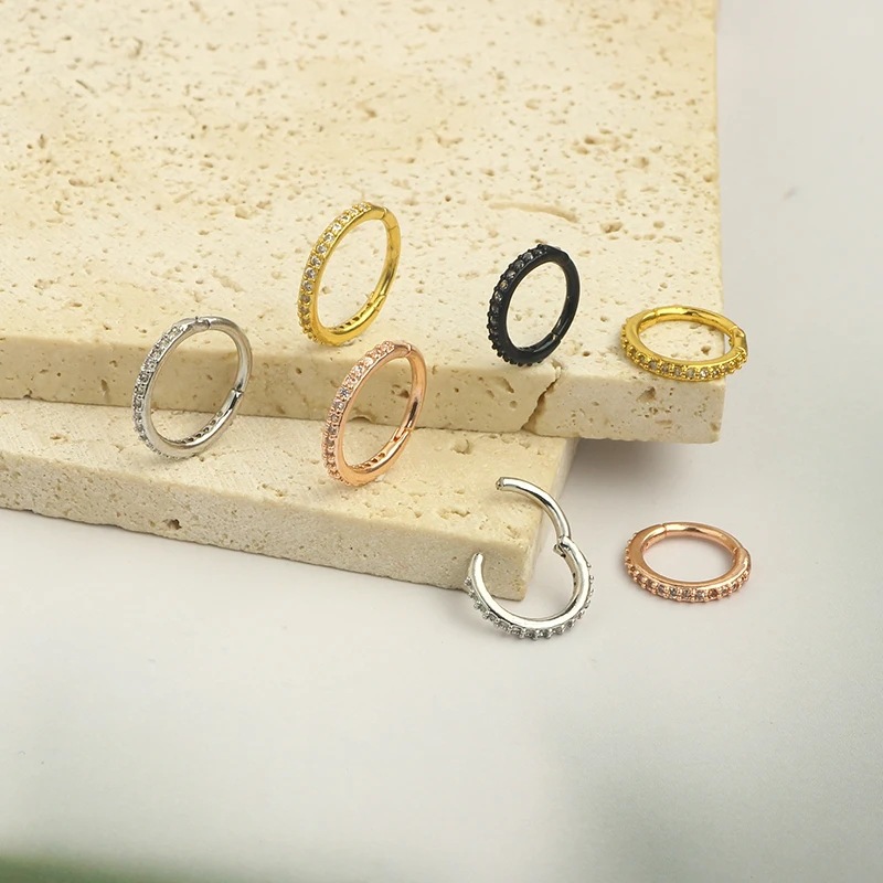 16G Clear CZ Nose Ring Hoop 31 - Body Jewelry Ear Piercing 评论和价格