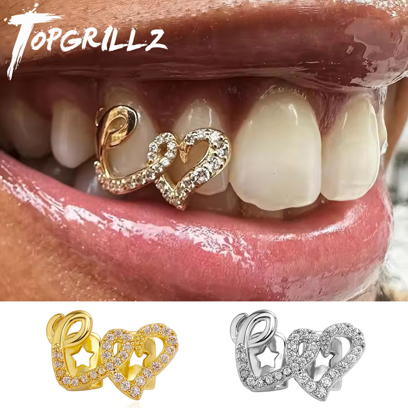 TOPGRILLZ Double Heart Teeth C - Body Jewelry Men 评论和价格
