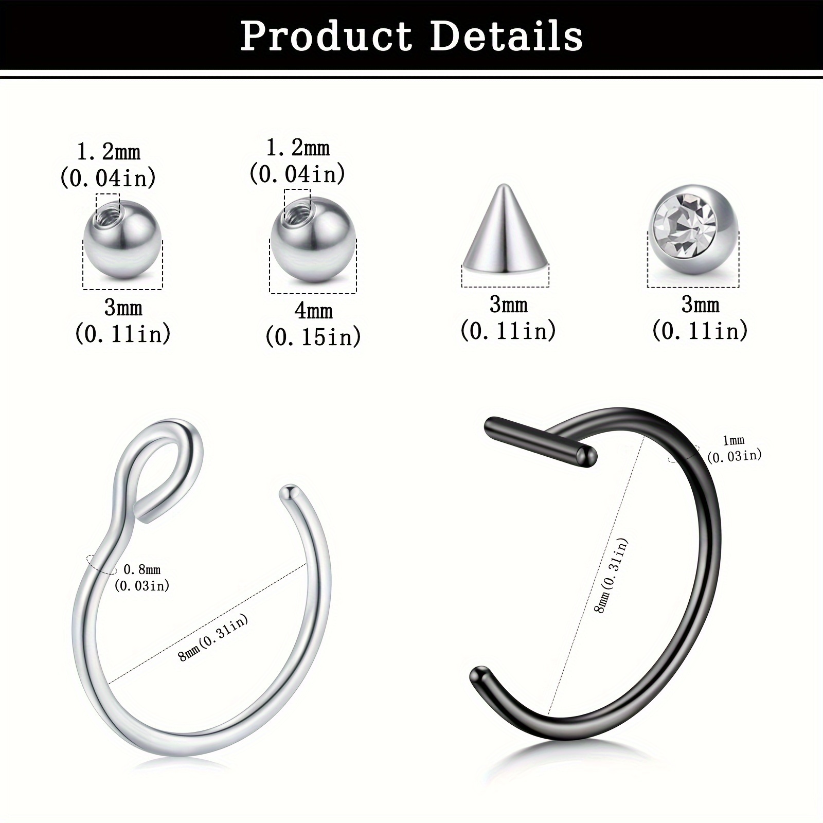 Fake Piercings Fake Lip Ring F - Body Jewelry Ear Piercing 评论和价格