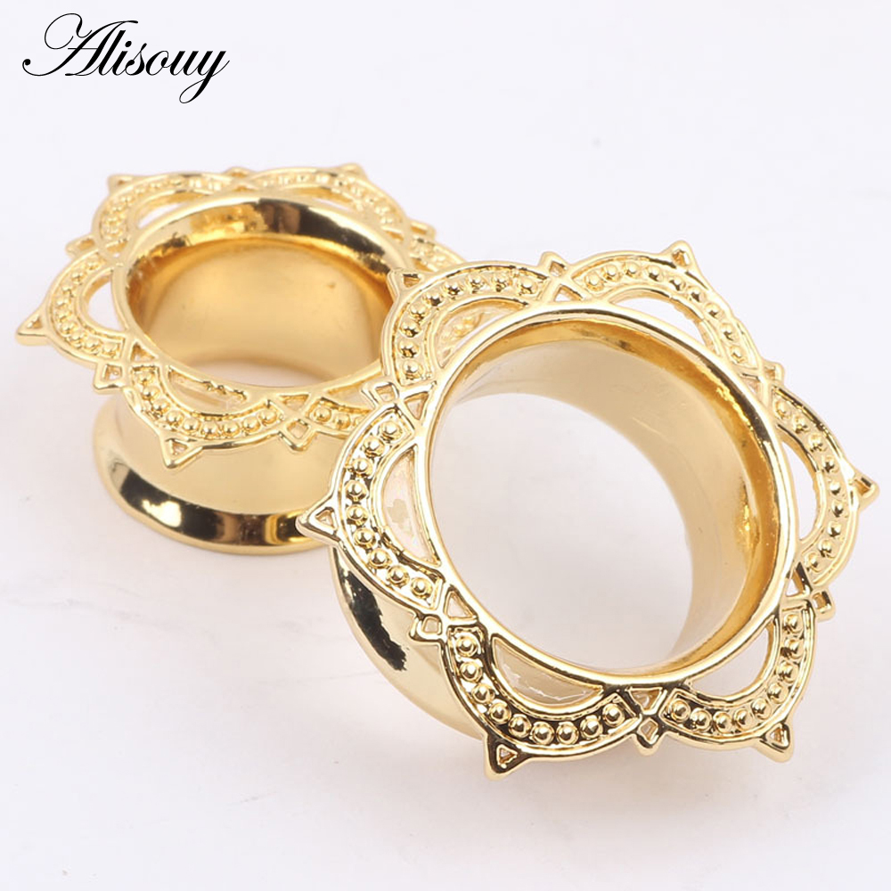 Alisouy 2 PCS Gold Color Plug  - Body Jewelry Gauge To Mm 评论和价格