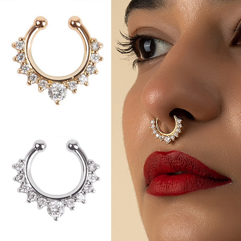 1PC U-Shape Nose Clip Fake Nos - Body Jewelry Ear Piercing 评论和价格