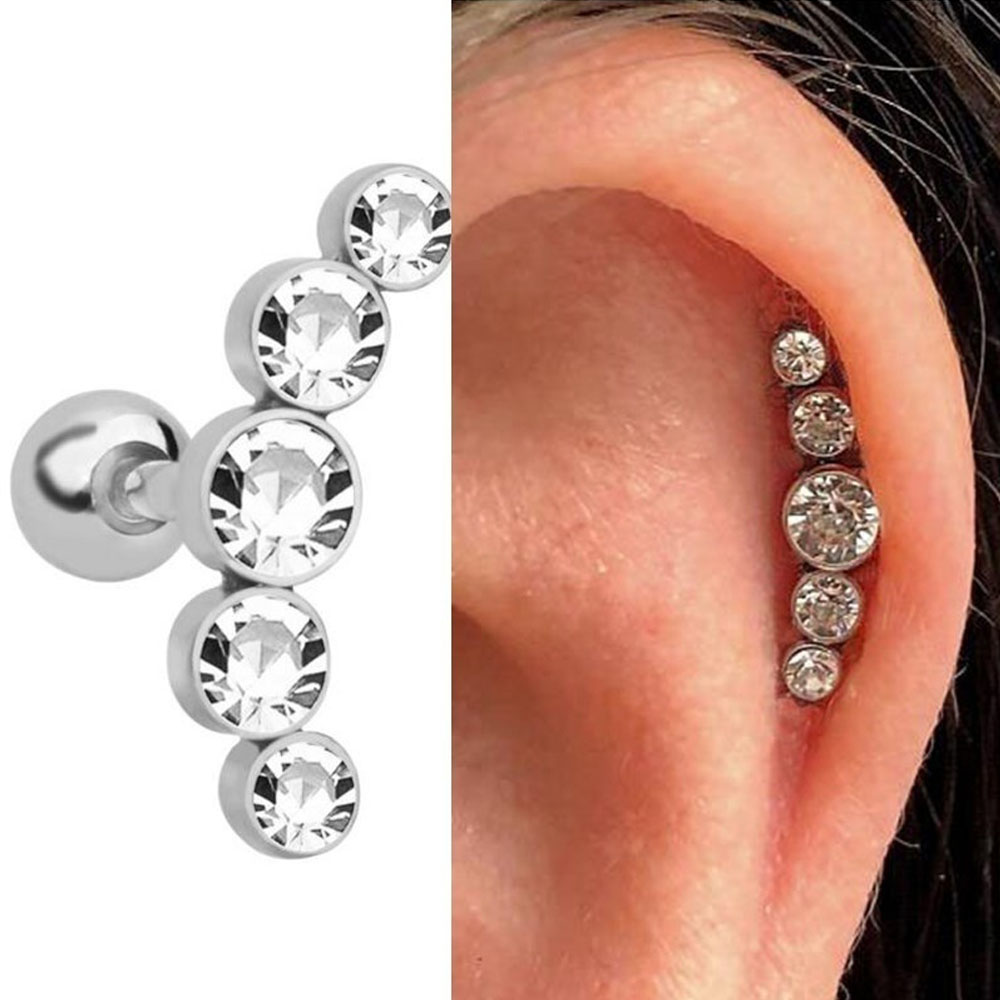 1Pcs Fashion 16G Crystal Gem O - Body Jewelry Ear Piercing 评论和价格