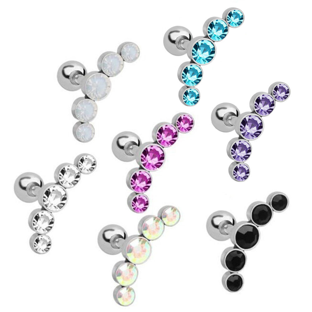 1Pcs Fashion 16G Crystal Gem O - Body Jewelry Ear Piercing 评论和价格