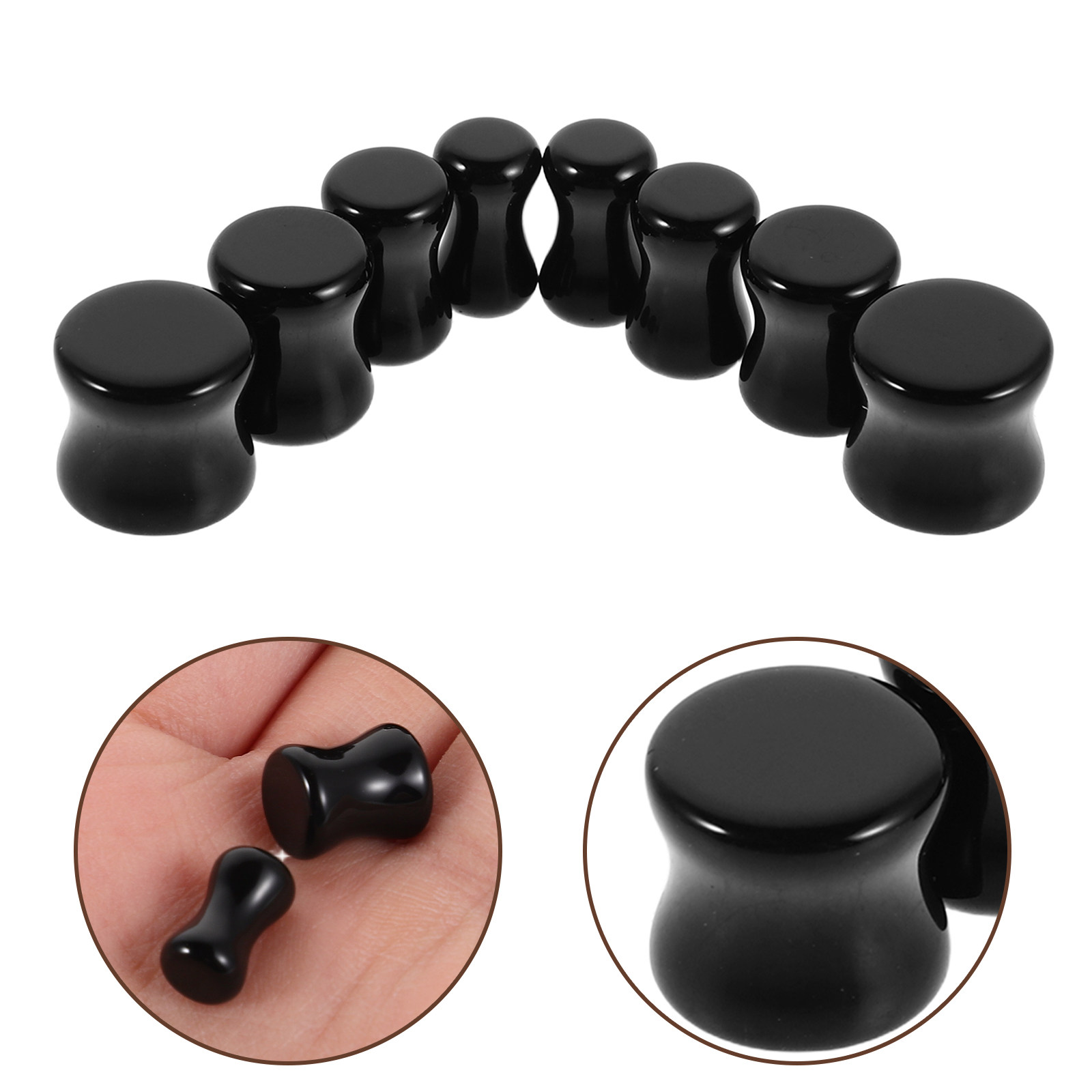 4Pairs Obsidian Ear Plugs Gaug - Body Jewelry Gauge To Mm 评论和价格