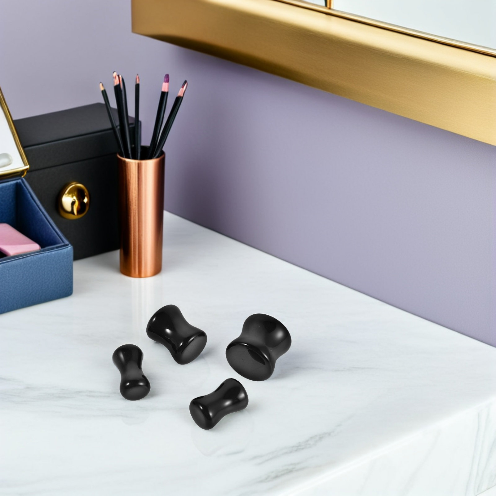 4Pairs Obsidian Ear Plugs Gaug - Body Jewelry Gauge To Mm 评论和价格