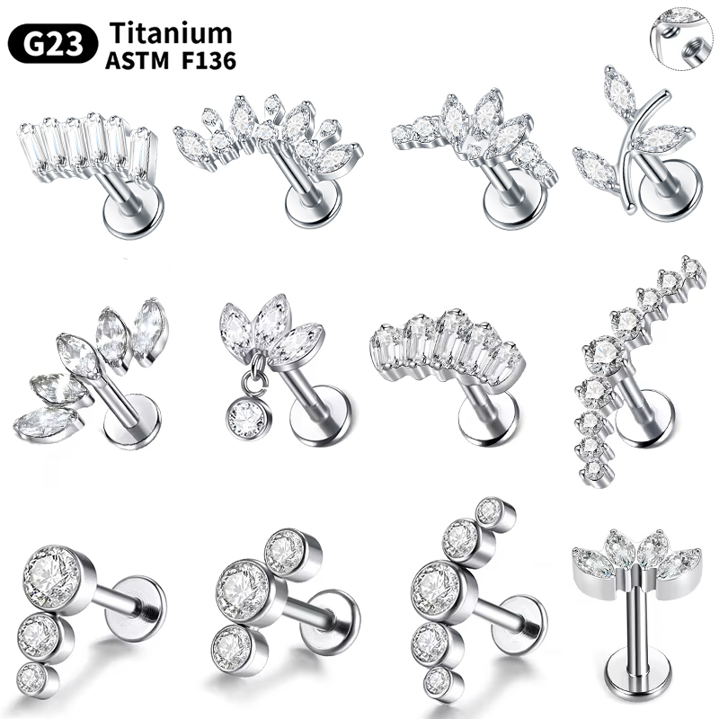 1/5Pcs G23 Titanium Ear Labret - Cluster Stud Ear 评论和价格