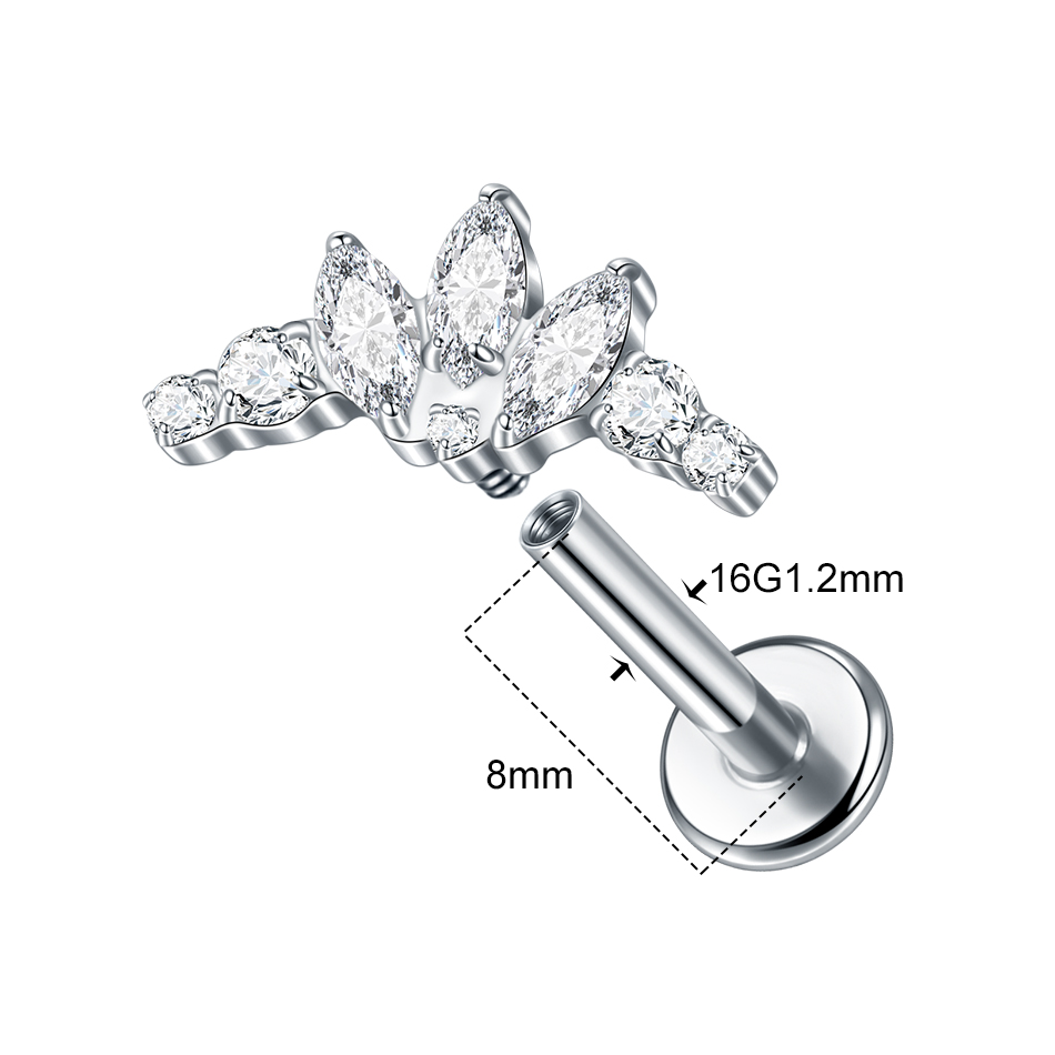 1/5Pcs G23 Titanium Ear Labret - Cluster Stud Ear 评论和价格