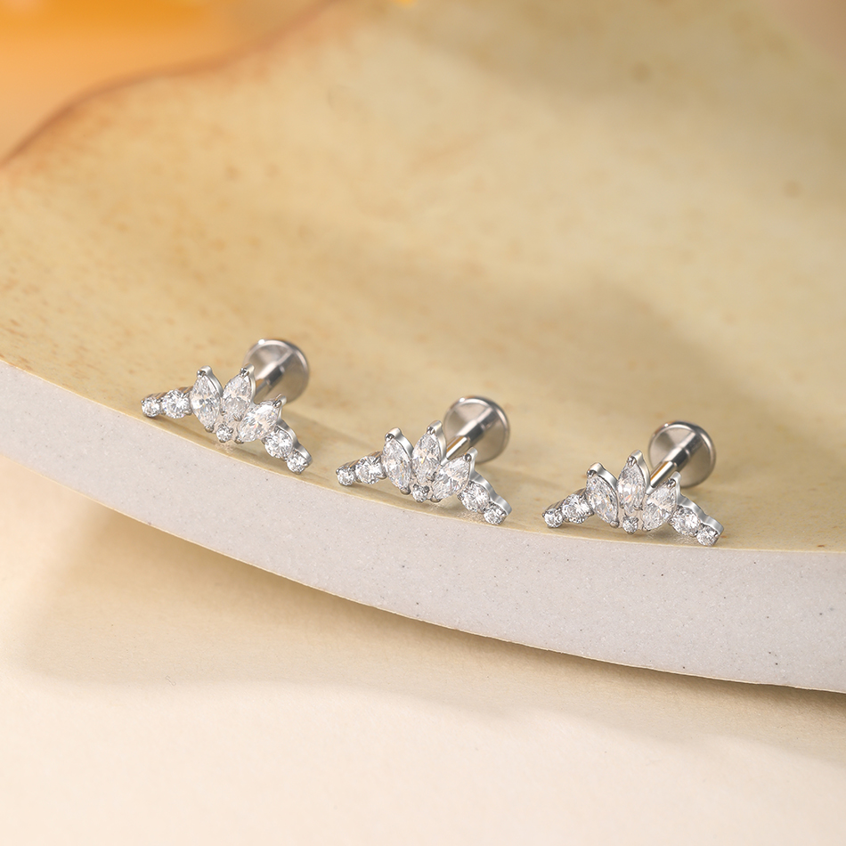 1/5Pcs G23 Titanium Ear Labret - Cluster Stud Ear 评论和价格