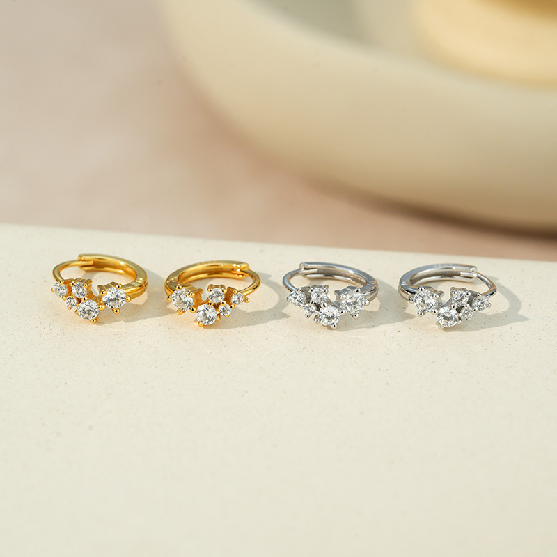 925 Sterling Silver Cluster Ro - Cluster Stud Ear 评论和价格