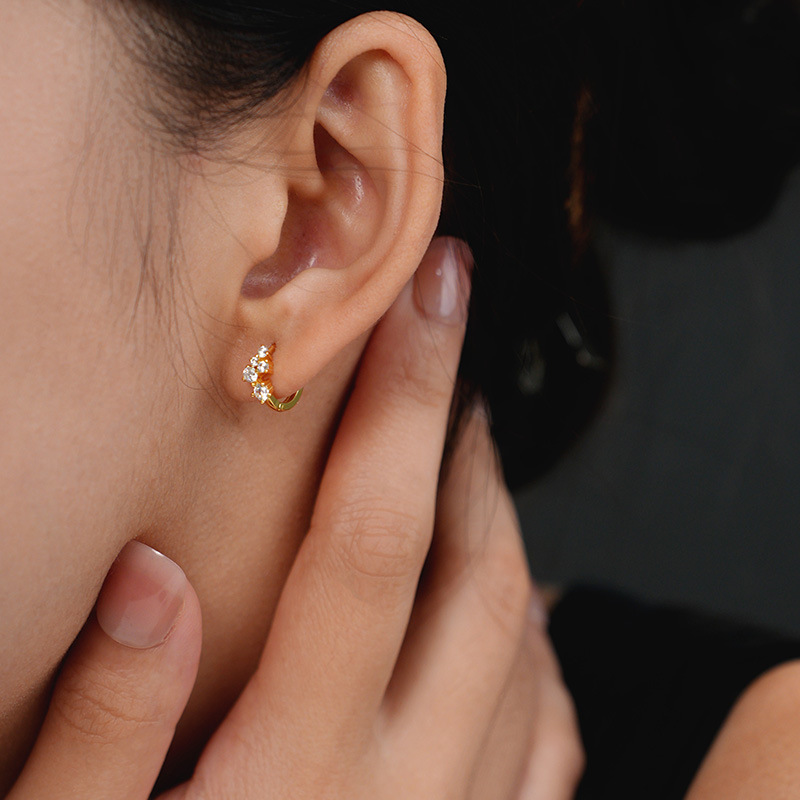 925 Sterling Silver Cluster Ro - Cluster Stud Ear 评论和价格