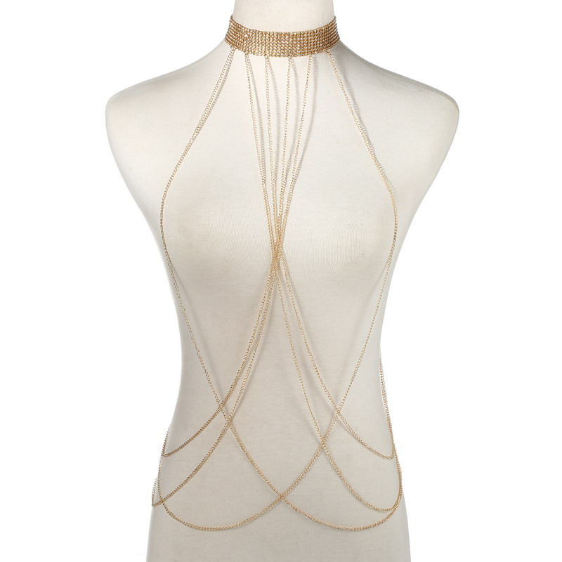 Gold Color Body Chain Women  R - Body Jewelry Rhinestone 评论和价格