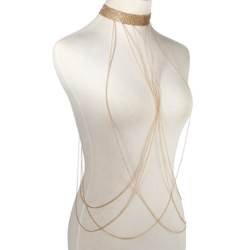 Gold Color Body Chain Women  R - Body Jewelry Rhinestone 评论和价格