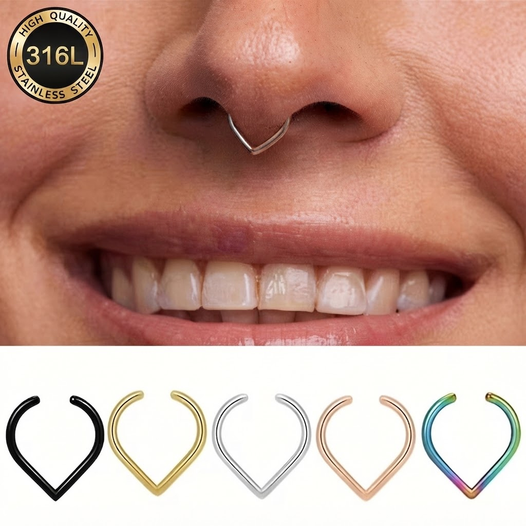 5Pcs Stainless Steel Fake Nose - Body Jewelry Ear Piercing 评论和价格