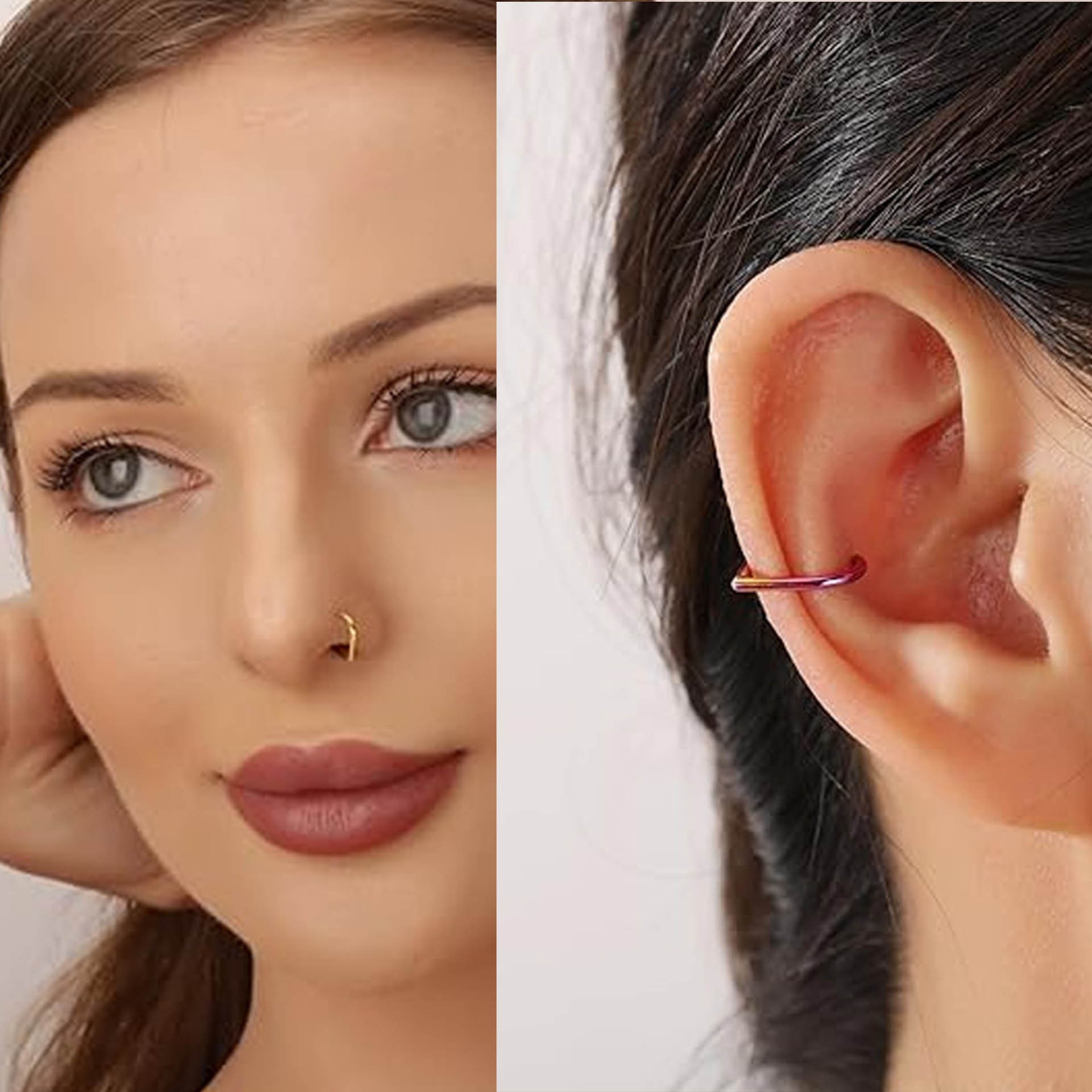 5Pcs Stainless Steel Fake Nose - Body Jewelry Ear Piercing 评论和价格