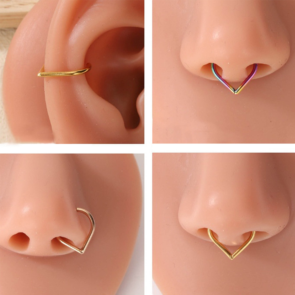 5Pcs Stainless Steel Fake Nose - Body Jewelry Ear Piercing 评论和价格