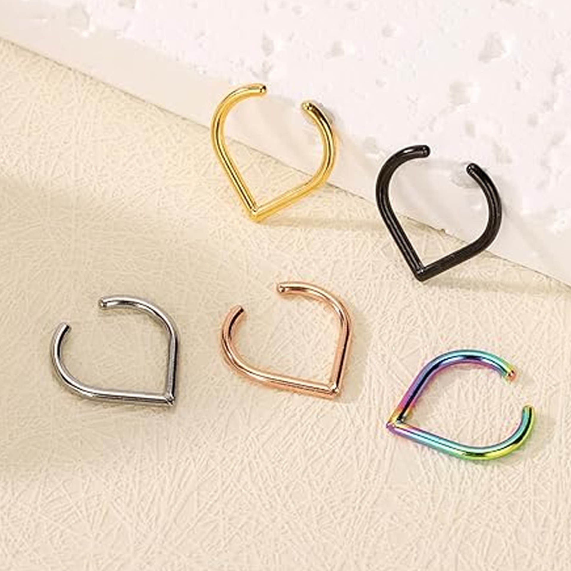5Pcs Stainless Steel Fake Nose - Body Jewelry Ear Piercing 评论和价格