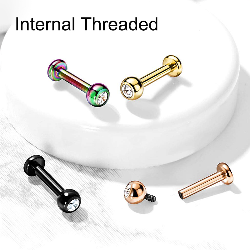 16G Surgical Steel Ball Top CZ - Body Jewelry Ear Piercing 评论和价格