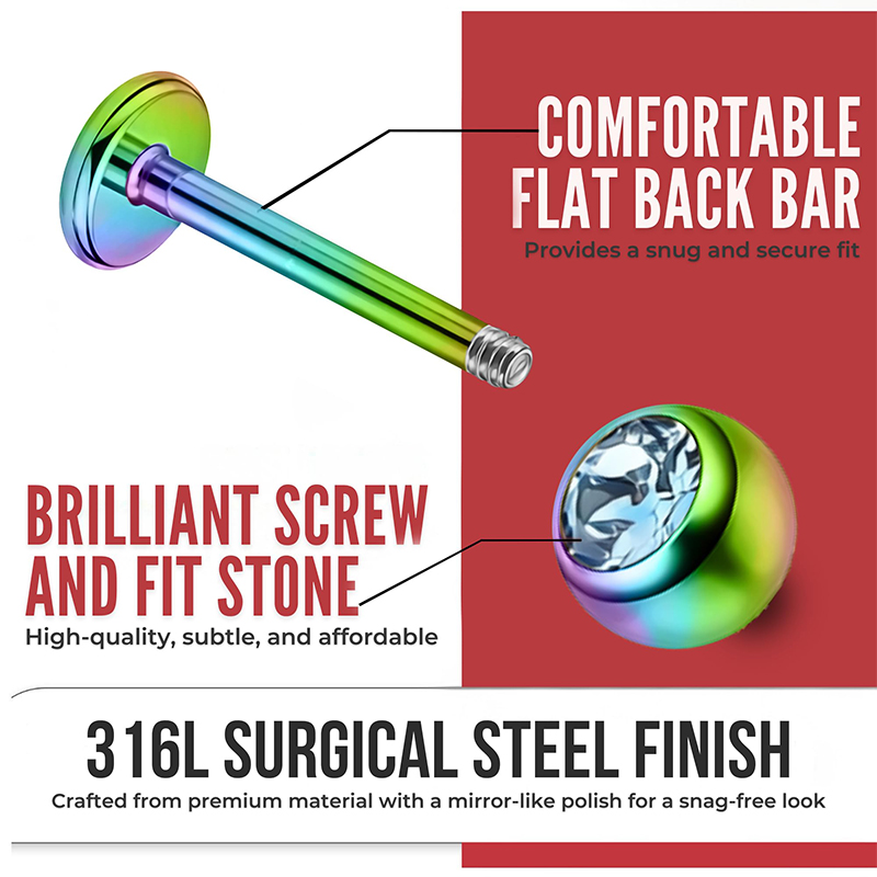16G Surgical Steel Ball Top CZ - Body Jewelry Ear Piercing 评论和价格