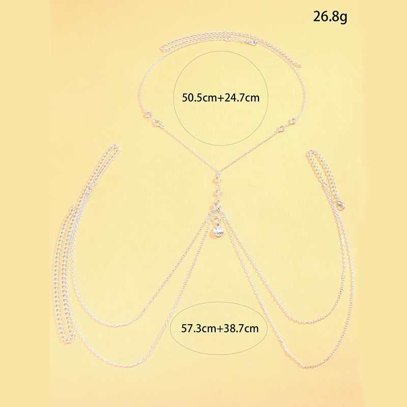 Women Silver Tone Body Chain C - Body Jewelry Rhinestone 评论和价格