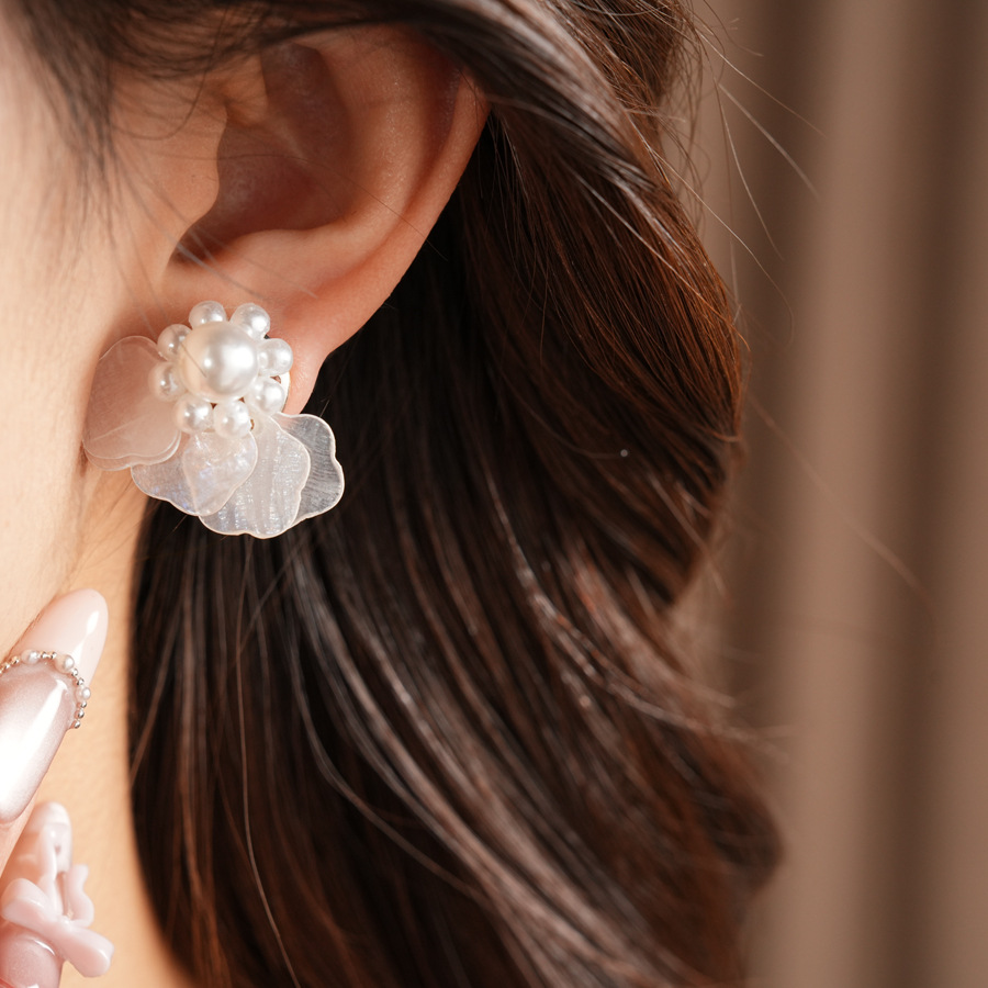 Layered Star-shaped Shell Stud - Cluster Stud Ear 评论和价格