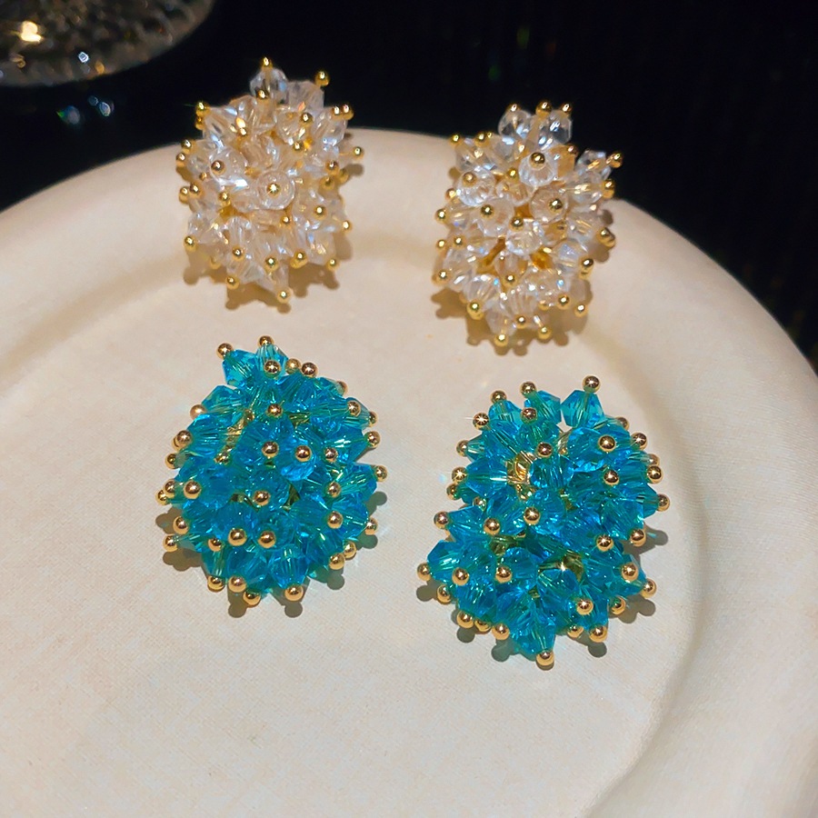 Elegant Black Beaded Cluster S - Cluster Stud Ear 评论和价格