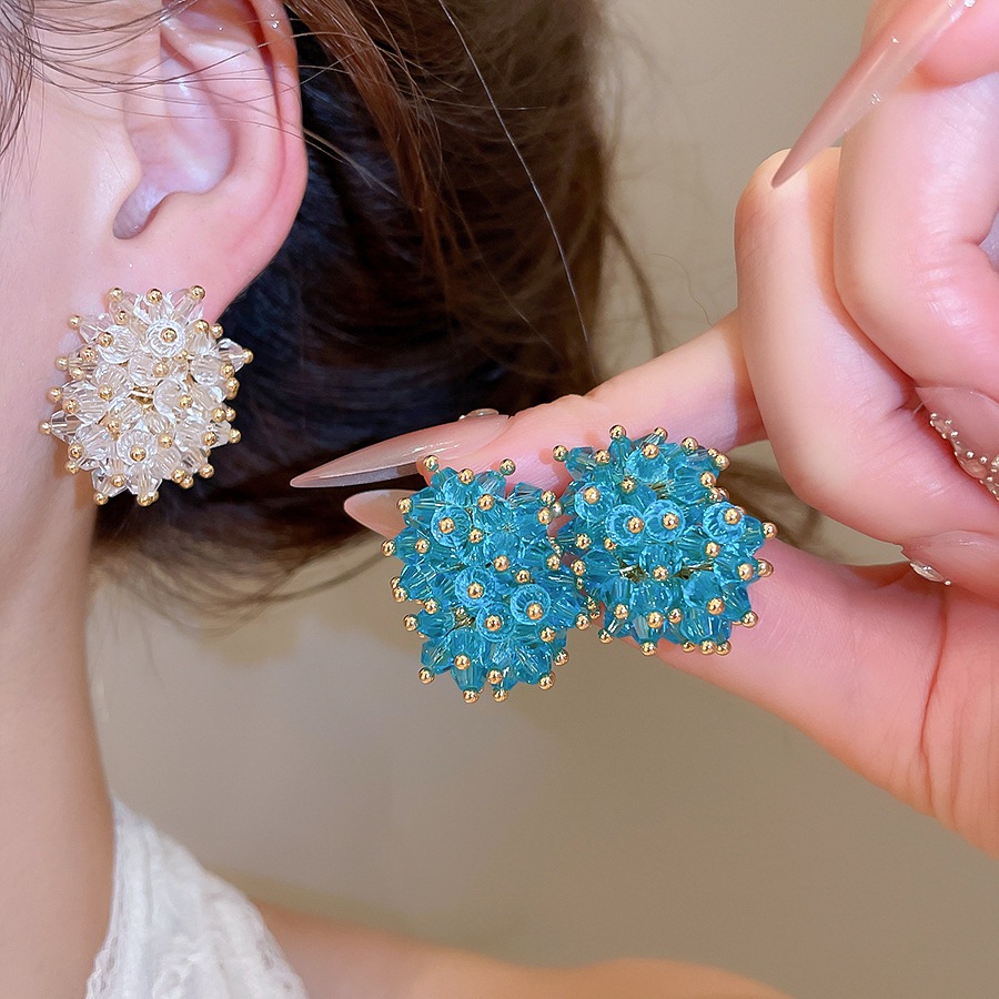 Elegant Black Beaded Cluster S - Cluster Stud Ear 评论和价格