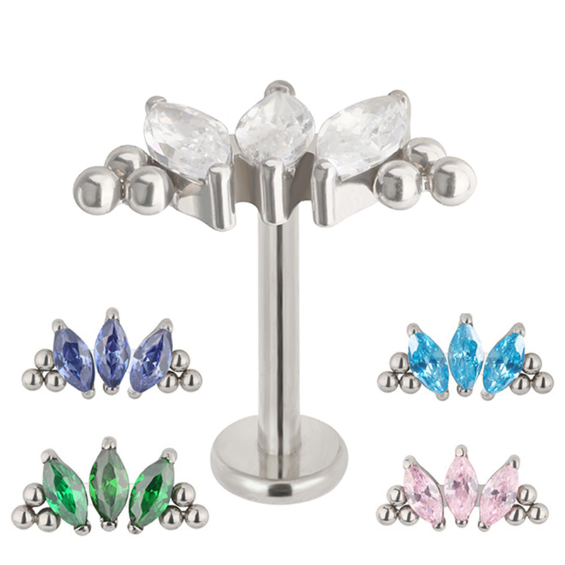 ASTM F136 Titanium PIERC 3 CZ  - Cluster Stud Ear 评论和价格